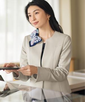 【全2色】ノーカラージャケット（ニット・背抜き仕立て）