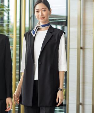 【JANE PACKER】ロングベスト（ストレッチ・裏なし・TioTioプレミアム）