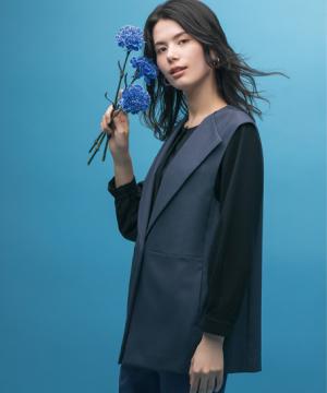 【JANE PACKER】全2色　ロングベスト（デニム調・ストレッチ）