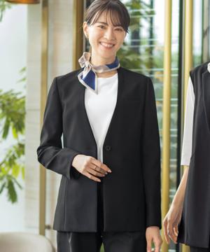 【JANE PACKER】ノーカラージャケット（ストレッチ・抗菌・消臭・防汚・抗ウイルス）