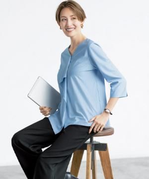 【JANE PACKER】Ｖネックフリルプルオーバー（七分袖）