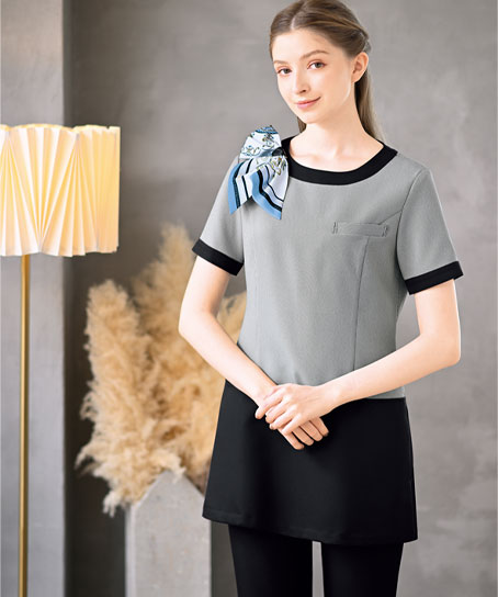 バイカラーチュニック モノトーンチドリ E 3144 作業服の通販の Tokyo Uniform作業着デポ