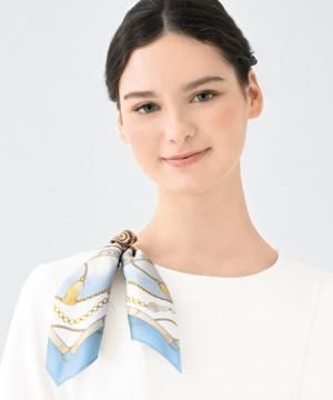 【全2色】ダブルデザイン華やぎスカーフ（スカーフピン付）