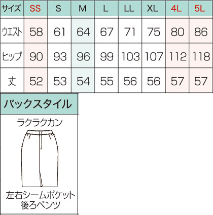 【2色】美形タイトスカート(ピンドット) サイズ詳細