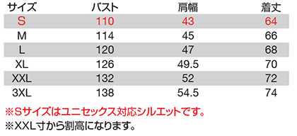 【AIRCRAFT】バートル・エアークラフトベスト(男女兼用・撥水)※服単品※ サイズ詳細