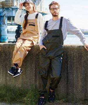 【全4色】裾リブ仕様サロペット（大容量ポケット・レディス対応）