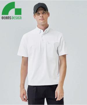 【全3色】BEAMS DESIGN 半袖ポロシャツ（ストレッチ性・吸汗速乾・ボタンダウン・胸ポケット有）