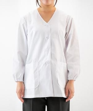 女性用長袖調理衣(抗菌・袖ゴム入り・ノーカラー/S~5L)
