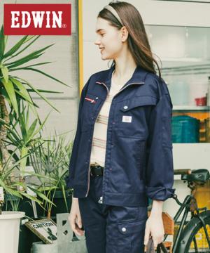【EDWIN】全2色・ブルゾン（帯電防止・シャドーストライプ生地）