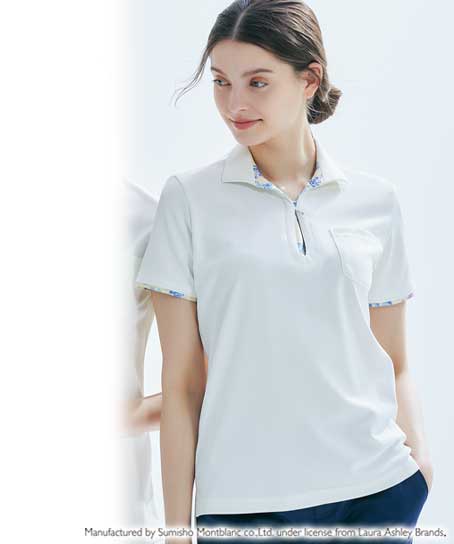 【LAURA ASHLEY】レディスニットシャツ(半袖)