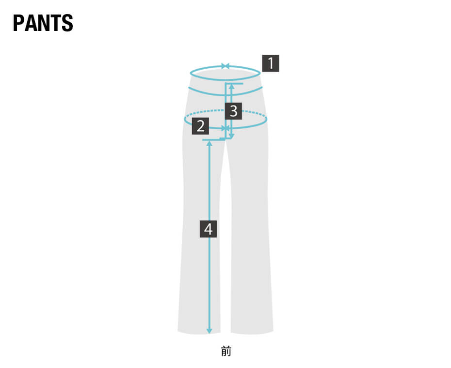 カタログサイズ表記についてパンツ