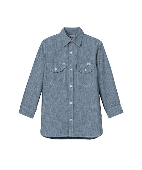 【Lee】メンズシャンブレー七分袖シャツ