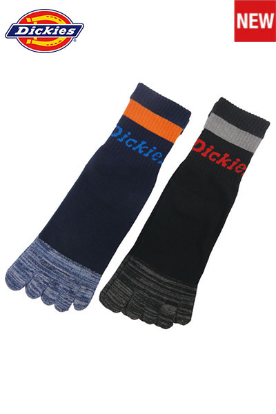 【Dickies】 5本指ロークルー2P つま先カラー 靴下・ソックス