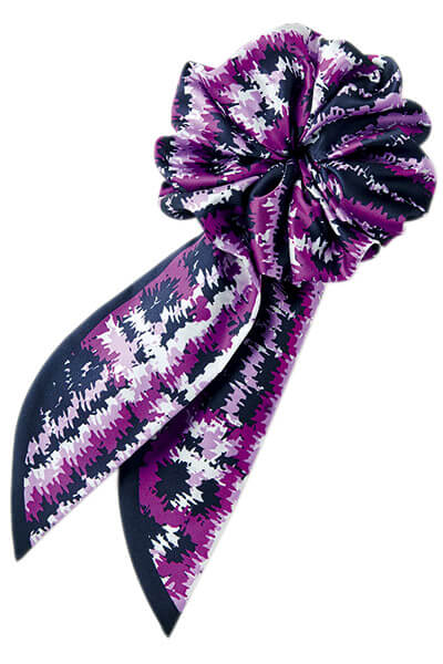 【全3色】チェック柄コサージュミニスカーフ（スカーフループ専用）