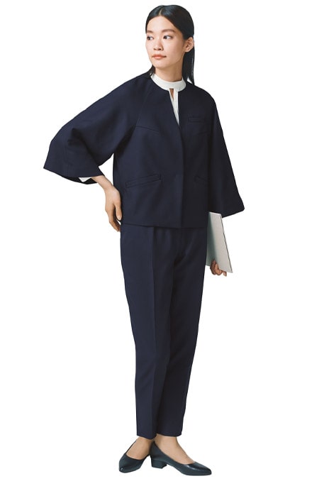 ボレロ風ノーカラージャケット（制菌・湿度コントロール・ストレッチ）