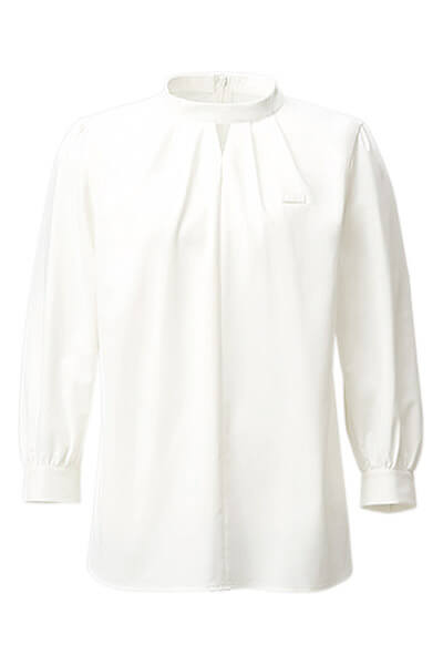 スタンドカラーブラウス(八分袖/制菌加工・透け防止・吸汗速乾)