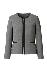 【全1色】ノーカラージャケット（抗菌防臭加工・グレースツイード）