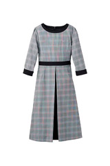 チェック柄フロントプリーツワンピース（制菌・ストレッチ）