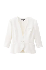 【全2色】七分袖ノーカラージャケット（ガーネットシリーズ）