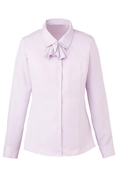 【全4色】長袖リボン付きブラウス（ナチュラルストレッチ・吸汗 ・速乾 ・UVカット ・透けにくい ・体温調整）