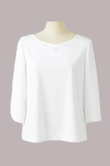 【ラインストーンシリーズ】カットソー（Vネック・七分袖）