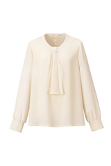 【全3色】3WAY長袖プルオーバーブラウス（ストレッチ・リボン取外し可能）