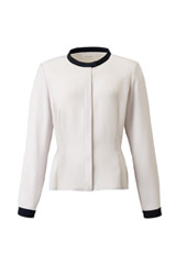 【全4色】バイカラージョーゼットブラウス（長袖・ストレッチ）