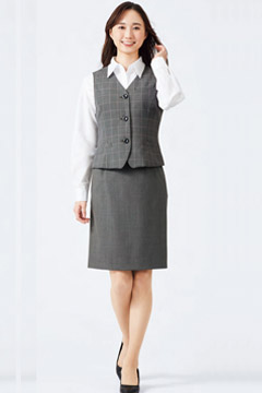 【全1色】ベスト（ファインチェック柄）