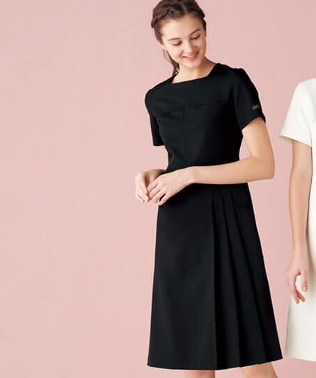 【MICHEL KLEIN】全3色・ プリーツワンピース（透け防止・ストレッチ）