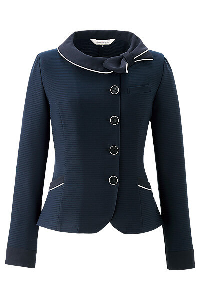 【全2色】リボン襟長袖オーバーブラウス（吸汗速乾・接触冷感）