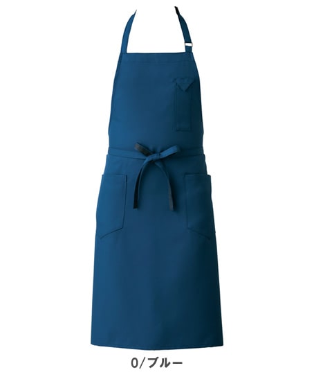 【全10色】ミドル丈胸当てエプロン（制電/前中心丈：90cm）