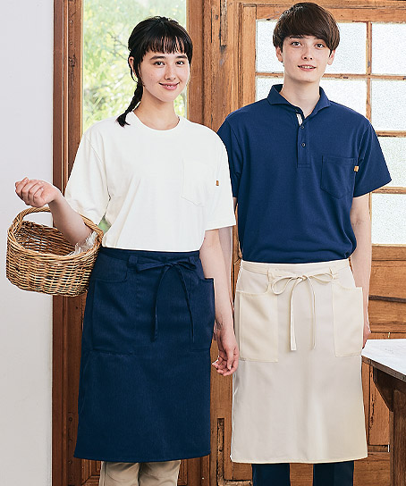 【Onibegie】オニベジ　サロンエプロン（丈：60㎝・制菌・制電・男女兼用）